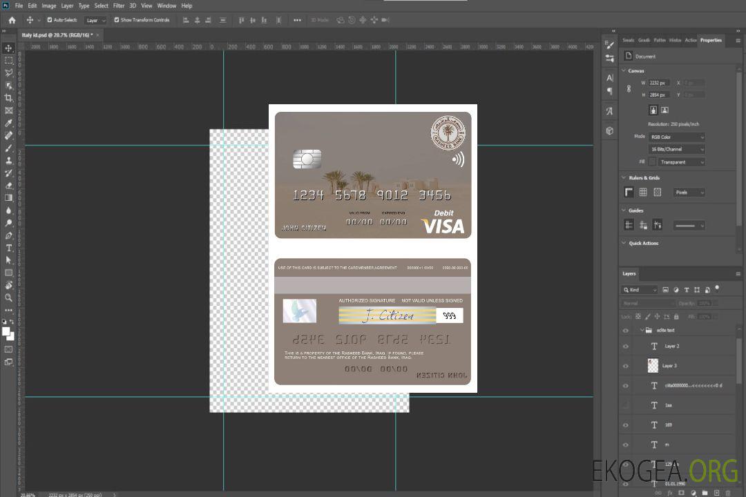 Carte de débit visa Iraq Rasheed Bank template Carte de débit visa Iraq Rasheed Bank template